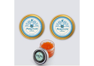 Box Degustazione Caviale Premium: Osietra 125g + Sevruga 125g con 100g Caviale di Salmone Keta in Omaggio