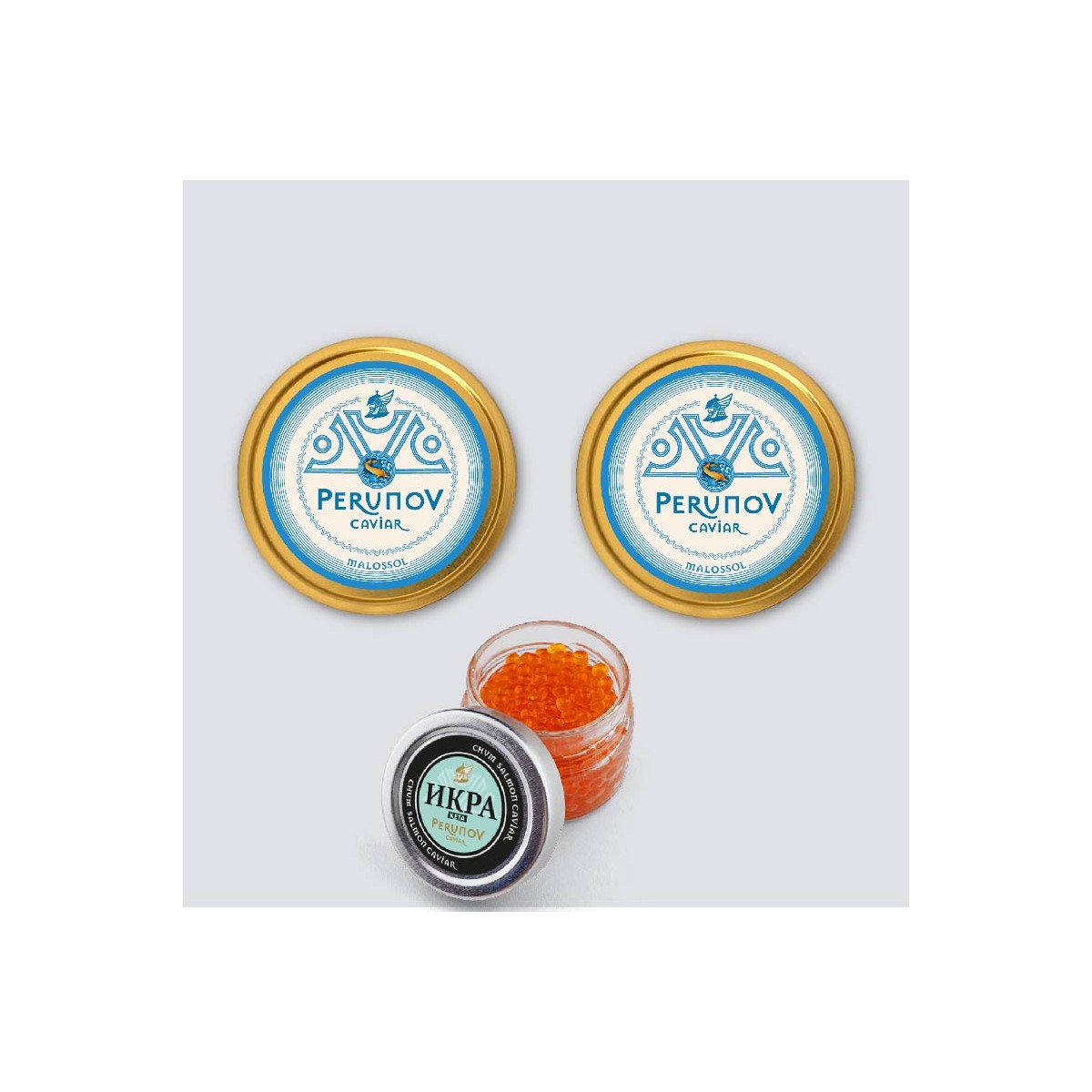 Box Degustazione Caviale Premium: Osietra 125g + Sevruga 125g con 100g Caviale di Salmone Keta in Omaggio